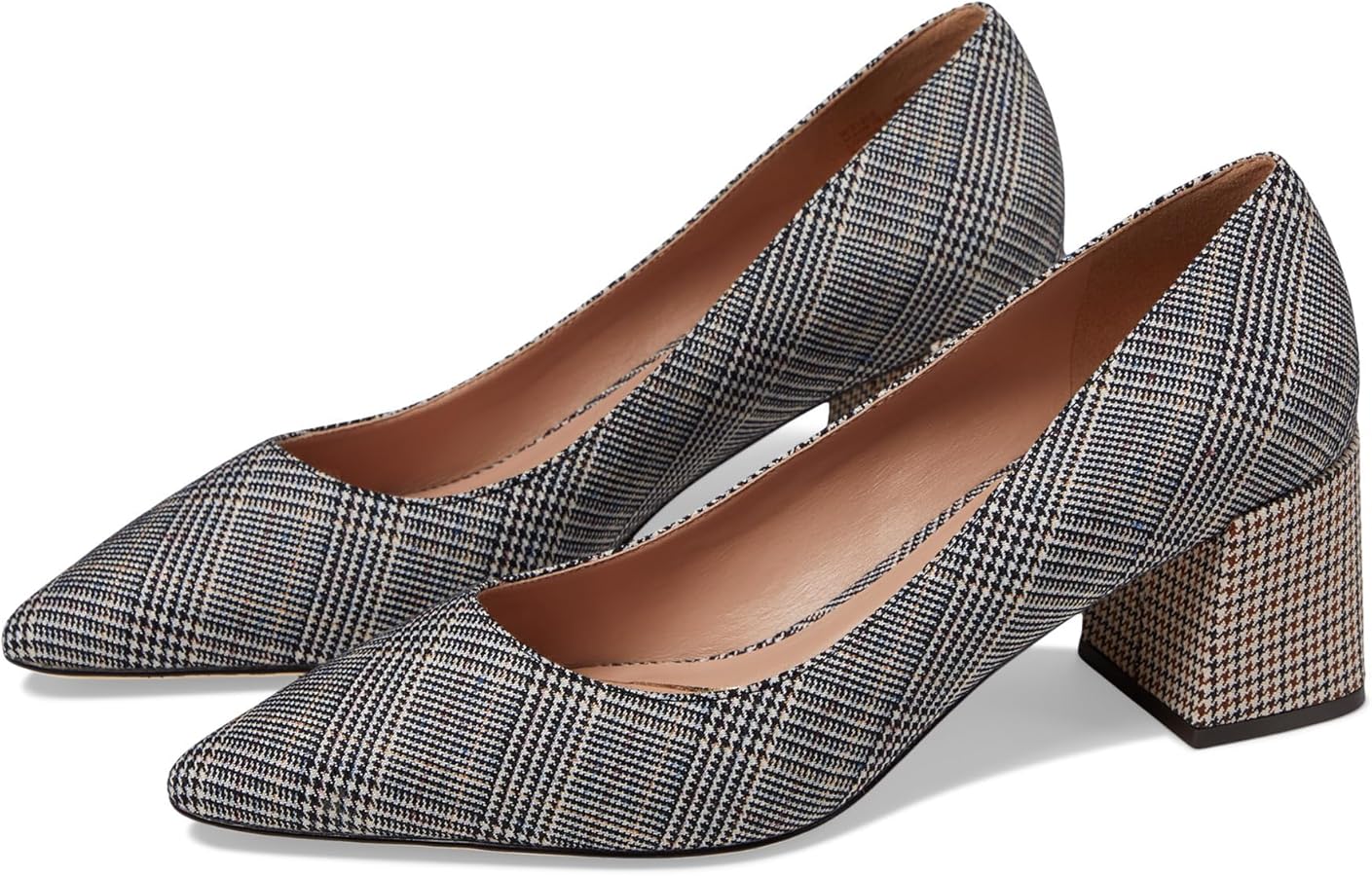 Cole Haan Women's Cassandra Block Heel Pump, Multi Plaid Textle